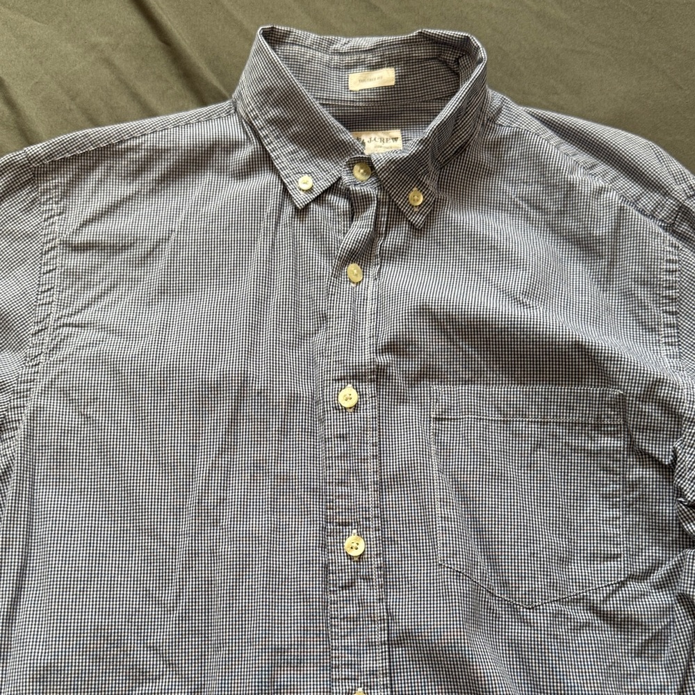 J. Crew Blue and White Gingham Button Down Shirt